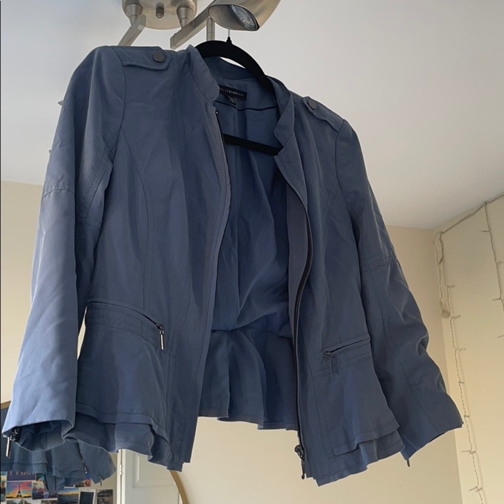 White House black market cropped blue jacket